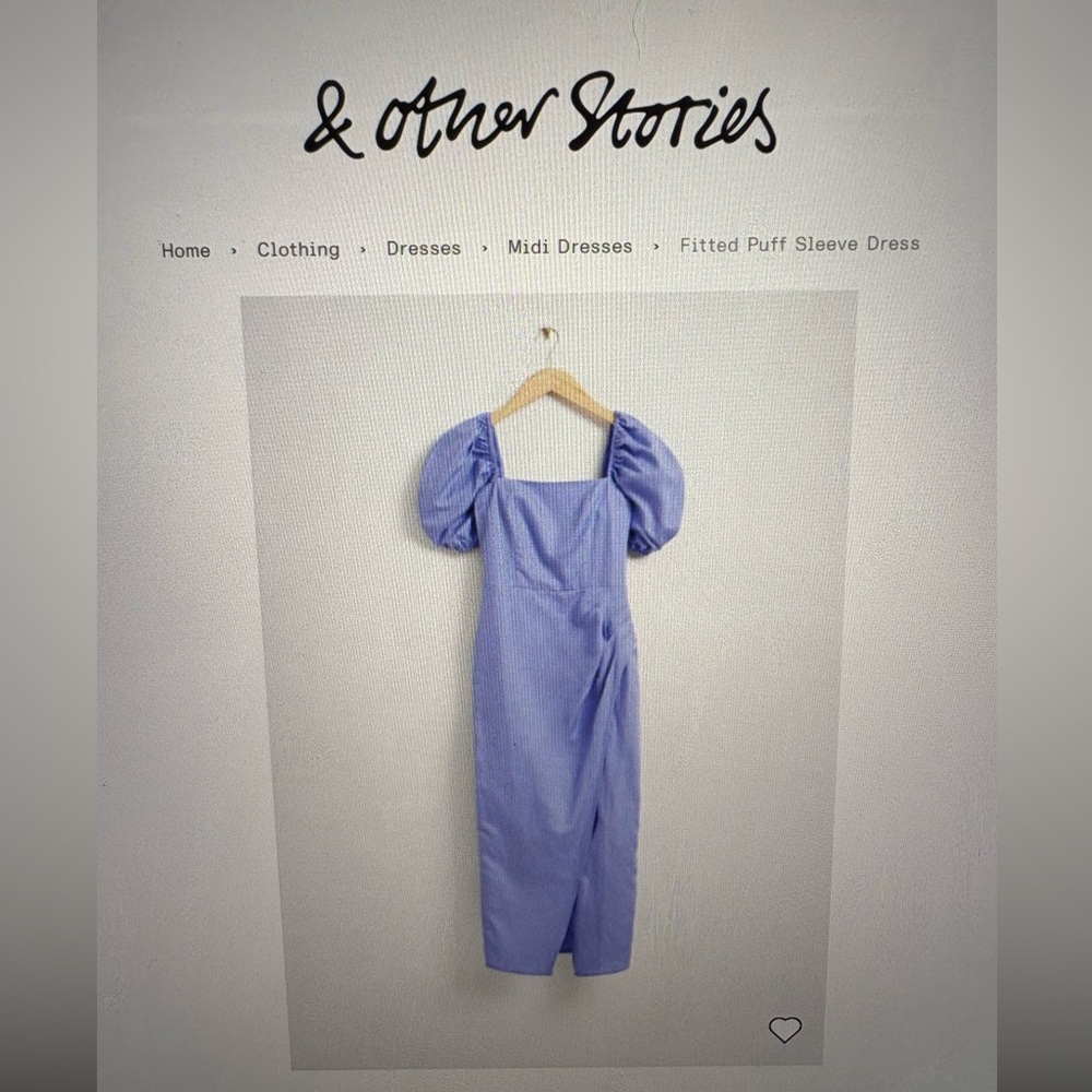 & Other Stories Lavender Blue Puff Sleeve Midi Dress